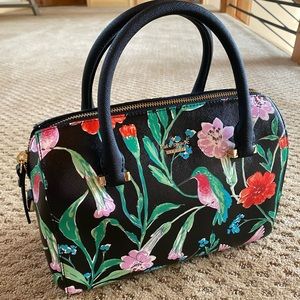 NWOT Kate Spade Satchel Jardin Maise Black Hummingbird Floral Print